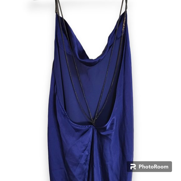 Vatanika Royal Blue Draped Backless Slip Dress Size 8 - Picture 4 of 8